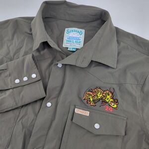 Sendero Provisions Confluence Western Shirt Mens Medium Green Snap Performance